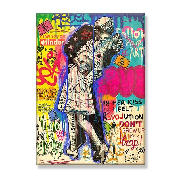 Victory Kiss Posters and Prints Graffiti Pop Art Victory Kiss Canvas Painting Wall Picture for Living Room Home Decor Cuadros