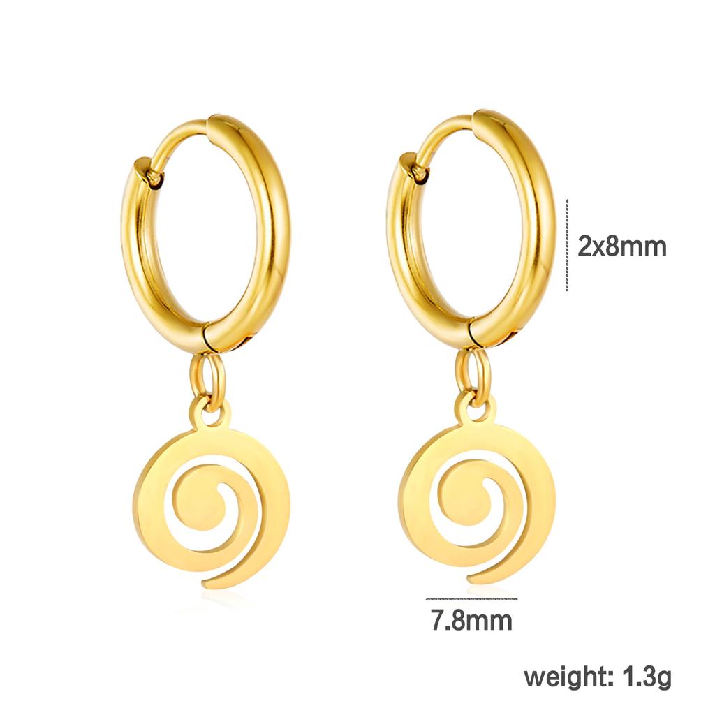 Spiral Planet Earrings Design Mushroom U-Shaped Fishtail with White Diamond Ear Buckle Stainless Steel Earrings