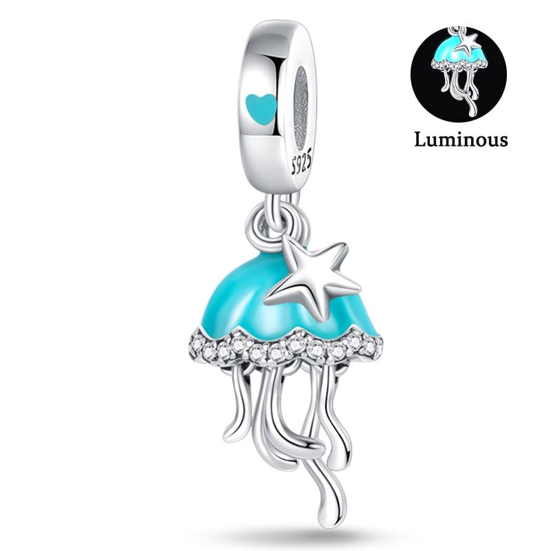 Charm Bead Components Compatible With Pan Copper Metal Firefly Ocean Star Butterfly Glowing Changing Color Trendy Authentic Original Bracelets Do It