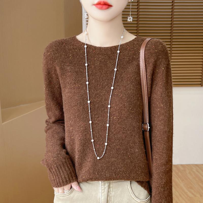 

Женский свитер 100% шерсть MODERN NEW SAGA O-образный вырез трикотажный пуловер толстые зимние джемперы женские трикотажные топы 2XL кофейный