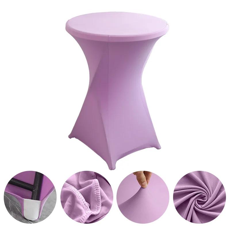 Weißer Stretch Runder Cocktail-Tischbezug 60-80cm Durchmesser Für Hochzeitsfeier Party Hotel Bar Event