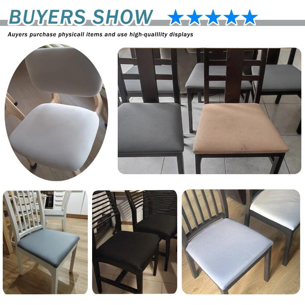 Waterproof Chair Seat Cover Solid Elastic Chair Cushion Cover Anti-dust Chair Protector Dining Room Spandex Armchair Slipcover
