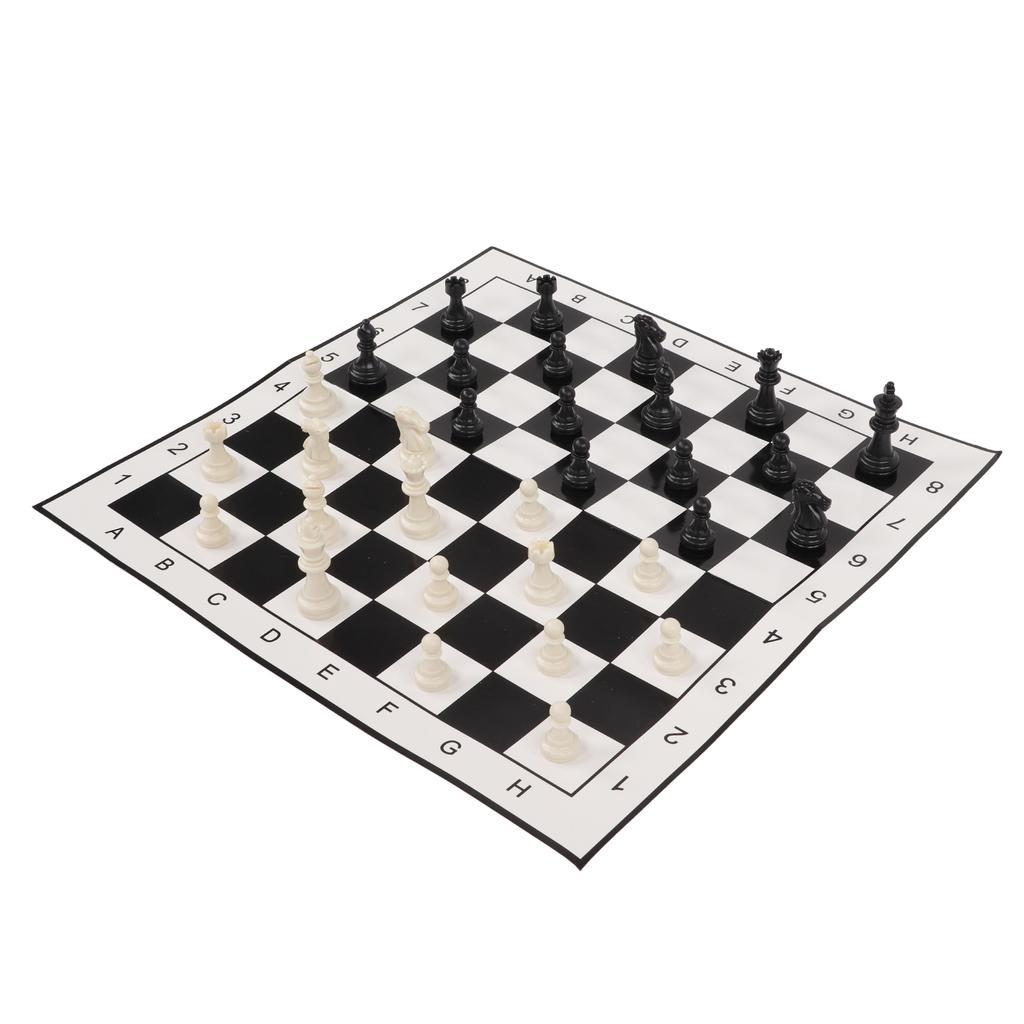2-in-1 Schach- und Dame-Set, 32 Schachfiguren, 24 Damesteine, Papierschachbrett-Kombi-Set für Kinder und Erwachsene