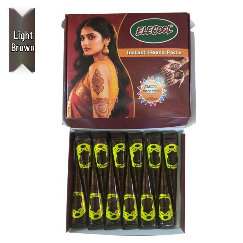 Plant-Based Henna Tattoo Paste: Hand-Painted Semi-Concealing Cream with Various Shades Available