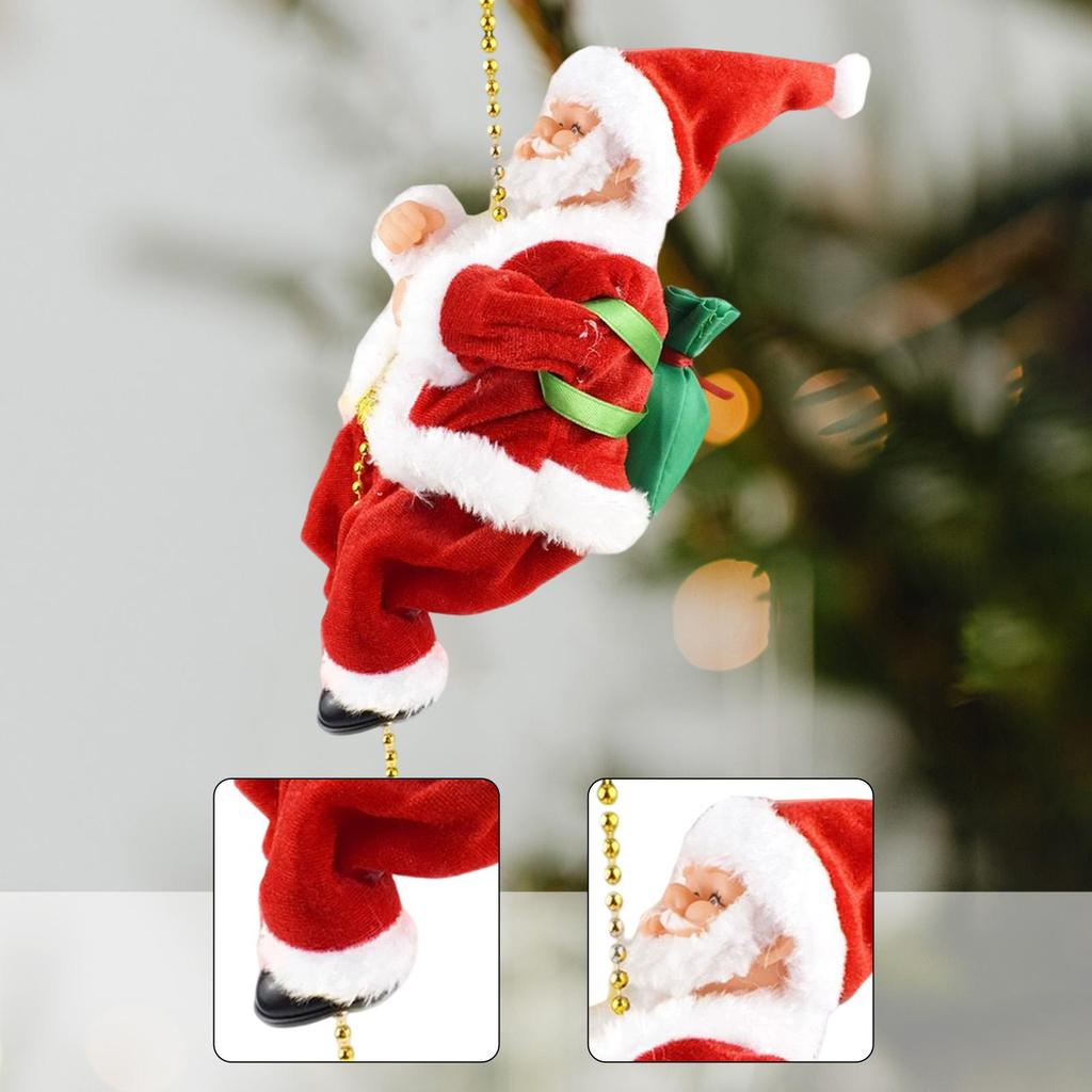 Animated Santa Claus Electric Rope Climbing Christmas Tree Ornament Figure for Holiday Decorations Room