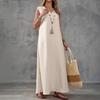 Summer women's sleeveless V-neck side split solid color two-piece combination fashionable long dress