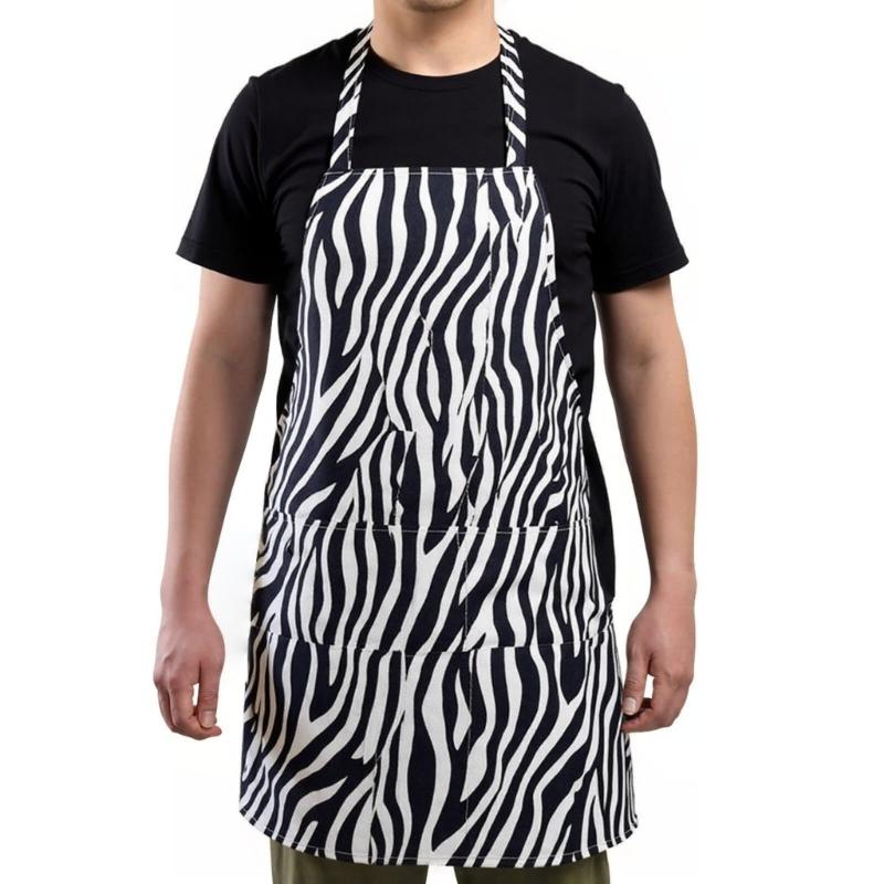 Fashion Animal Print Apron Stain Resistance Adjustable Neck Design Multiuse Accessory For Cooking Beauty Nail Salon