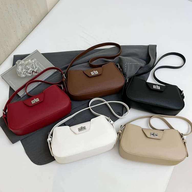 Lychee pattern lock armpit bag women's shoulder messenger bag