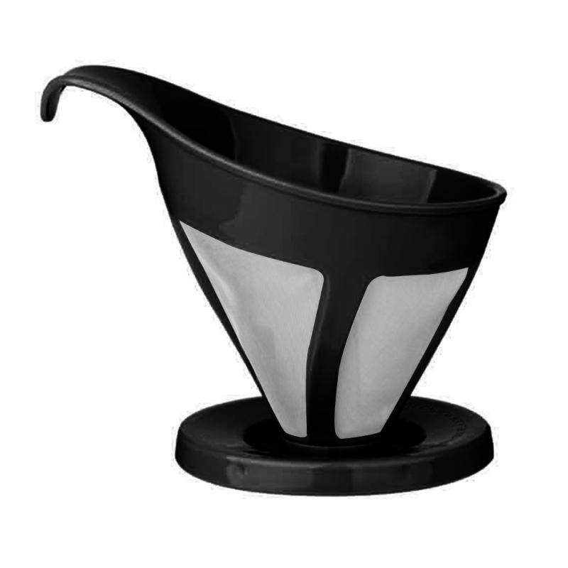 

Фильтр для кофе с изогнутой ручкой, ручной капельный фильтр из нержавеющей стали с мелкой сеткой чёрный