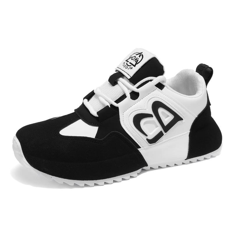 

Autumn and winter new men s shoes platform heightening retro casual sports shoes men s black and white running dad shoes trendy shoes 44