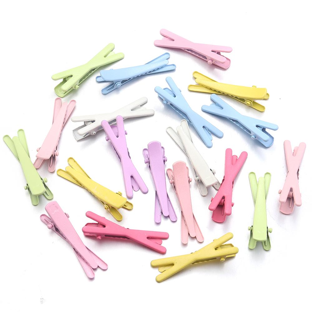 50pcs/lot Cute Metal Cross Hairpins Colorful Duckbill Clamp Girl Side Bangs Clip Hairpin For Jewelry Making Hair Accessories