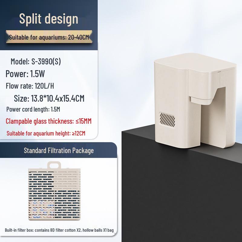 

Настенный фильтр для аквариума: Бесшумная очистка и оксигенация 3-в-1 с нижним всасыванием