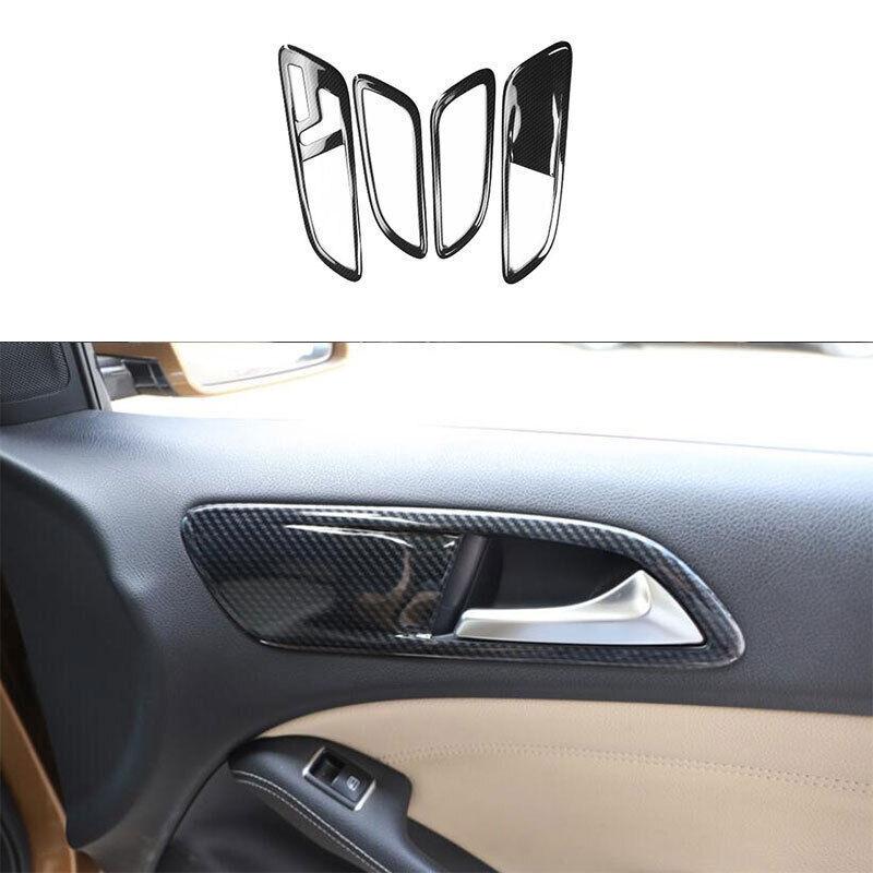 Interior Door Handle Frame Trim 4PCS For Benz B-Class 2012- ABS Carbon Fiber