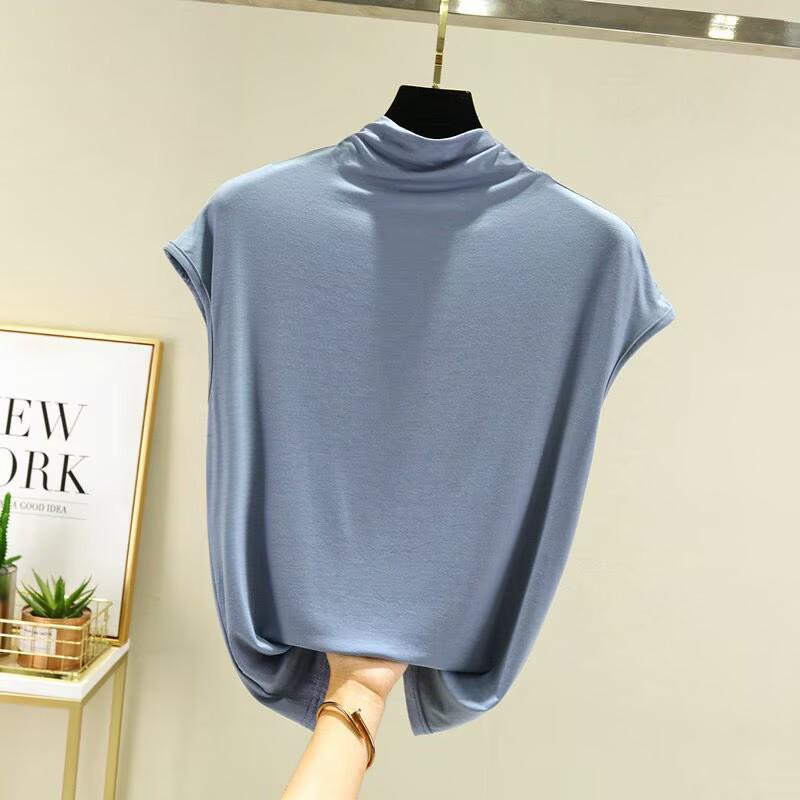 Großformat Modal Damen Hochgeschlossenes Ärmelloses Locker Geschnittenes Schlankmachendes Shirt - Frühling/Sommer