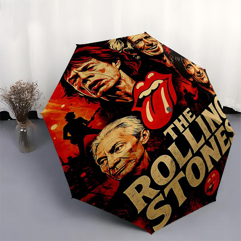 1pc The Rolling Stones Automatic Open, Windproof, Compact Travel Umbrella, Gift for Birthday, Christmas, Business 93064