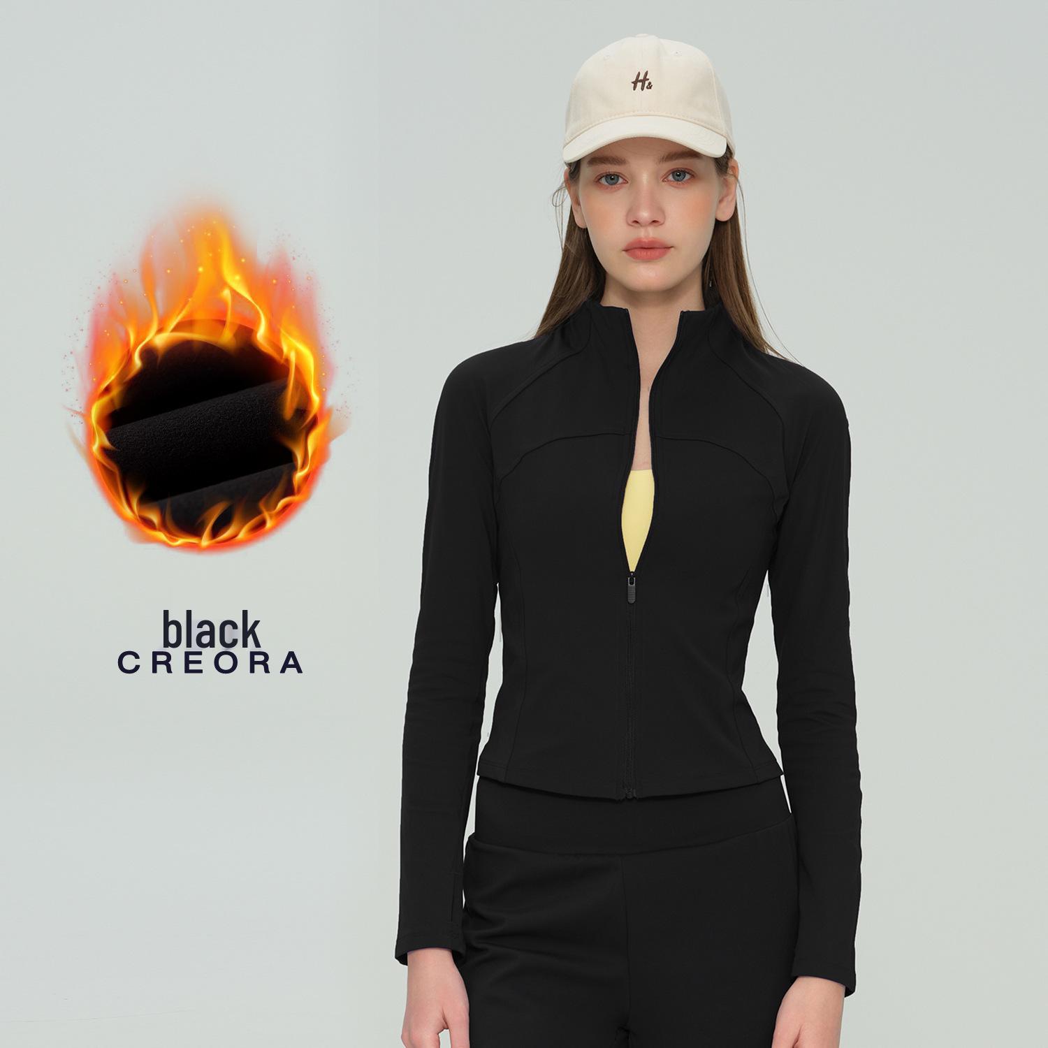 Women s Fleece-Lined Yoga Cardigan: Autumn/Winter Long-Sleeve Fitness Jacket for Pilates Medium