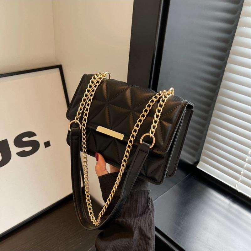Women's Simple Texture Rhombus Embroidery Pleated Handbag 2026 Autumn New Temperament Single Shoulder Crossbody Bag