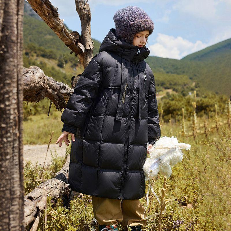 Kinder Modische Mittellange Daunenjacke, Winter Mädchen Lässiger Verdickter Mantel