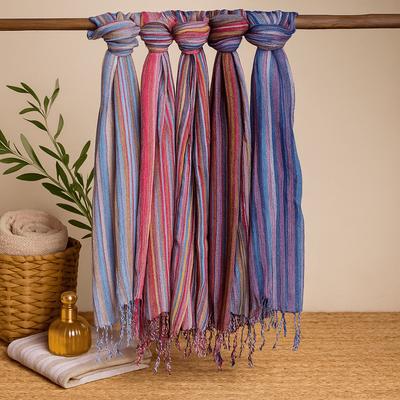 Boho Scarf Cotton Assorted Purples Indian 22x72 In