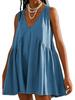2025 European & American Women's V-Neck Sleeveless Pleated Pocket Dress - Spring/Summer Trend