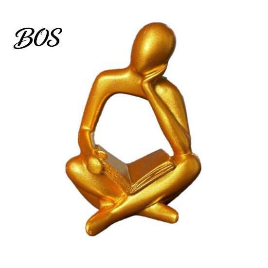 Gift For Art Lovers Modern Reading Figurine, Abstract Thinker Sculpture, Resin Small Book Decorative Ornament Statue for Living Room, Office