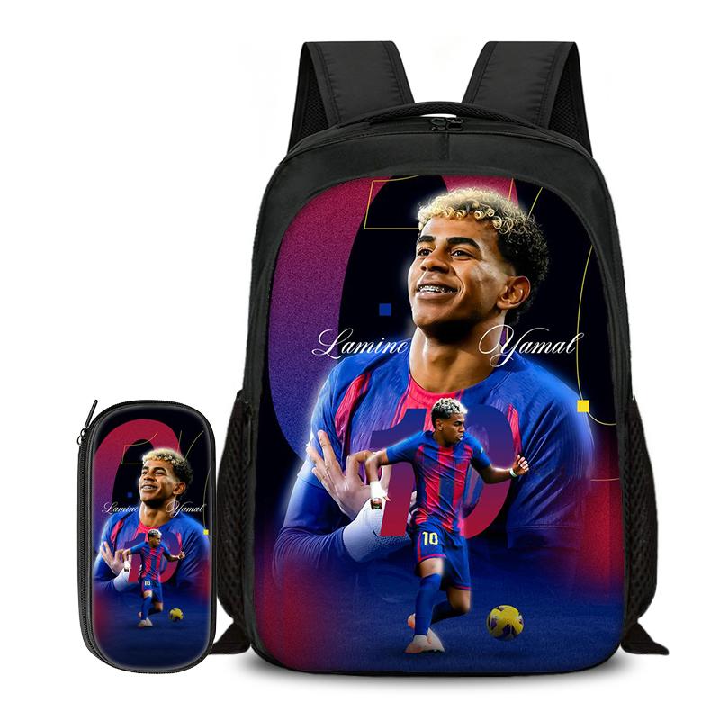 Ensemble de 3 pièces avec poche avant Sac à dos M-Mbappe Learn, Sacs de transport Étoile du Football pour Voyage, Trousse à crayons, Sacs d'école de Sport