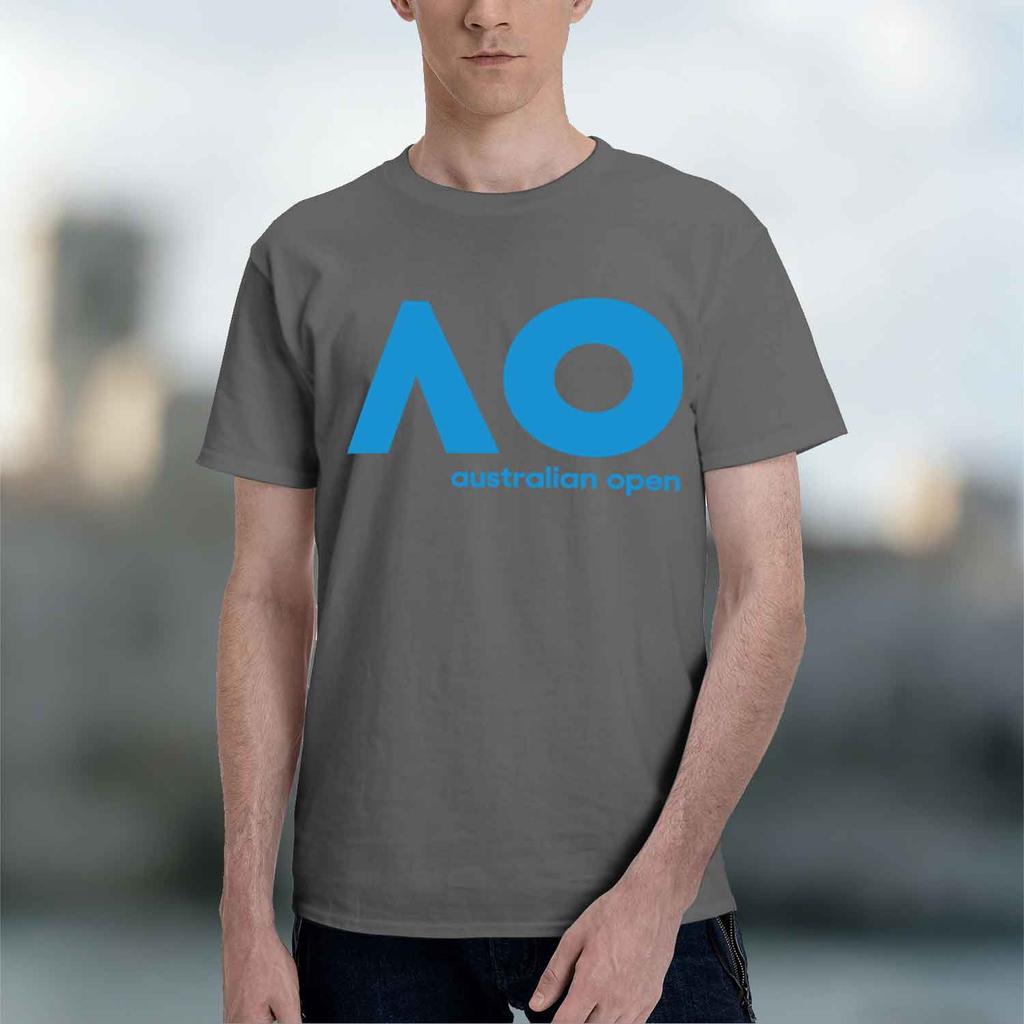 Australian Open Tennis with Blue AO Logo Lightweight Ideal Camping Running Skateing  New Model Unisexs Shortsleeve Crewneck T