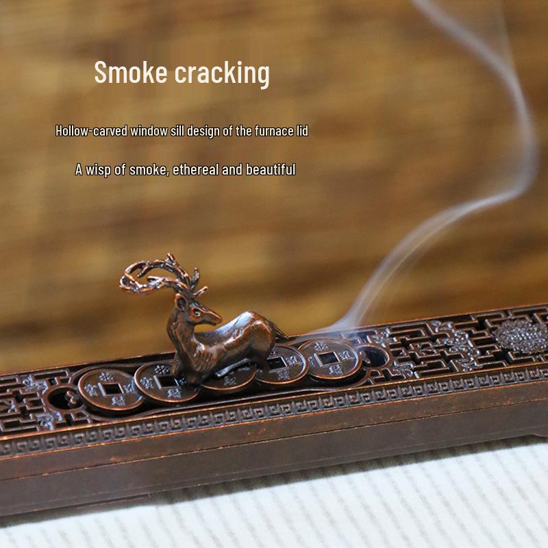 Elegant Antique Deer Alloy Incense Burner for Indoor Use - Perfect for Burning Stick Incense and Home Decoration