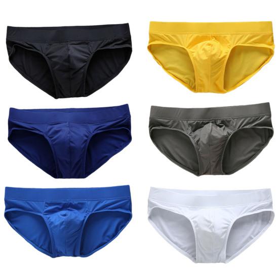 Men Briefs Letter Print 3D U Convex Design Panties Low-rise Milk Silk Wide Waistband High Elasticity Underwear