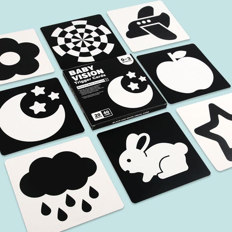 1 Set Early Education Toy For Nerborns Black White Flash Cards High Contrast Visual Stimulation Colour Cards Baby Montessori Toy