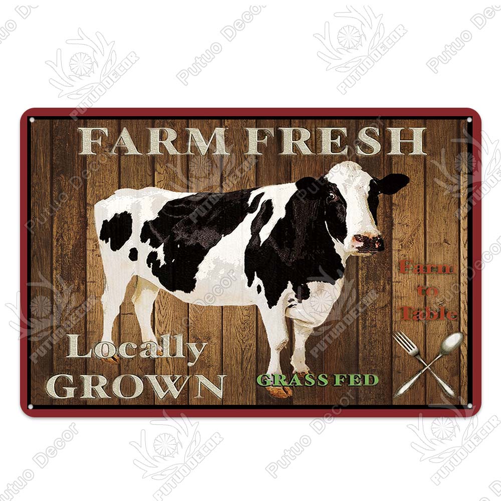 Decor Cow Vintage Tin Sign Retro Metal Sign Decorative Plaque Farm House Shop Garage Wall Decor Cow Posters