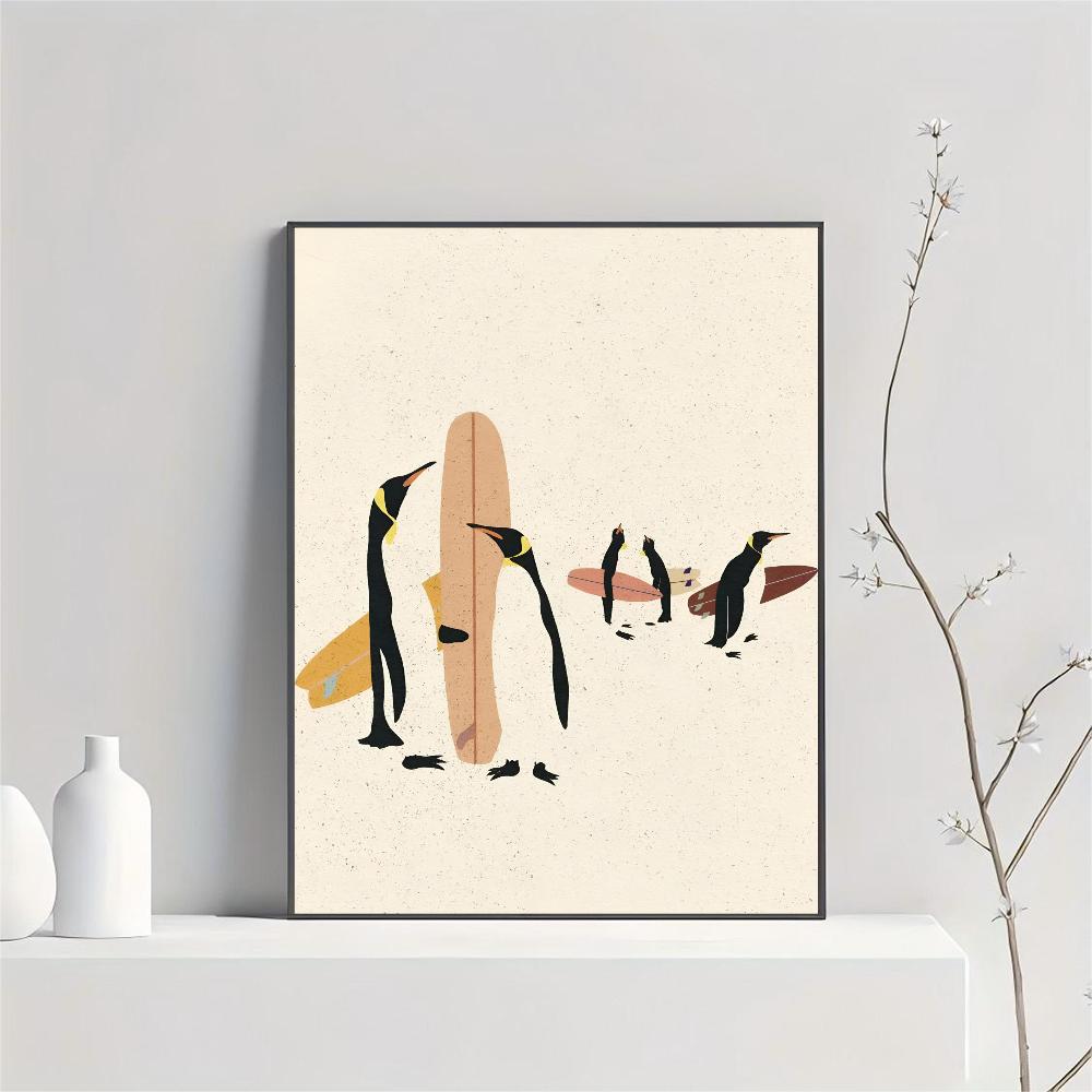 1pc Surfing Animals Vintage Cartoon Sloth Frog Racoon Zebra Poster HD Posters Home Room Bar Cafe Decor Art Wall Painting Picture