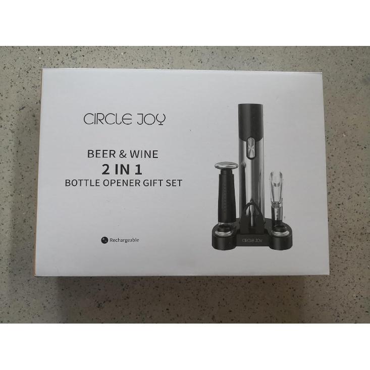 CIRCLE JOY Electric Wine Opener Set Automatic Wine Opener Kit for Wine and Beer Cordless Electric Wine Bottle Openers Gift Set with Foil Cutter,