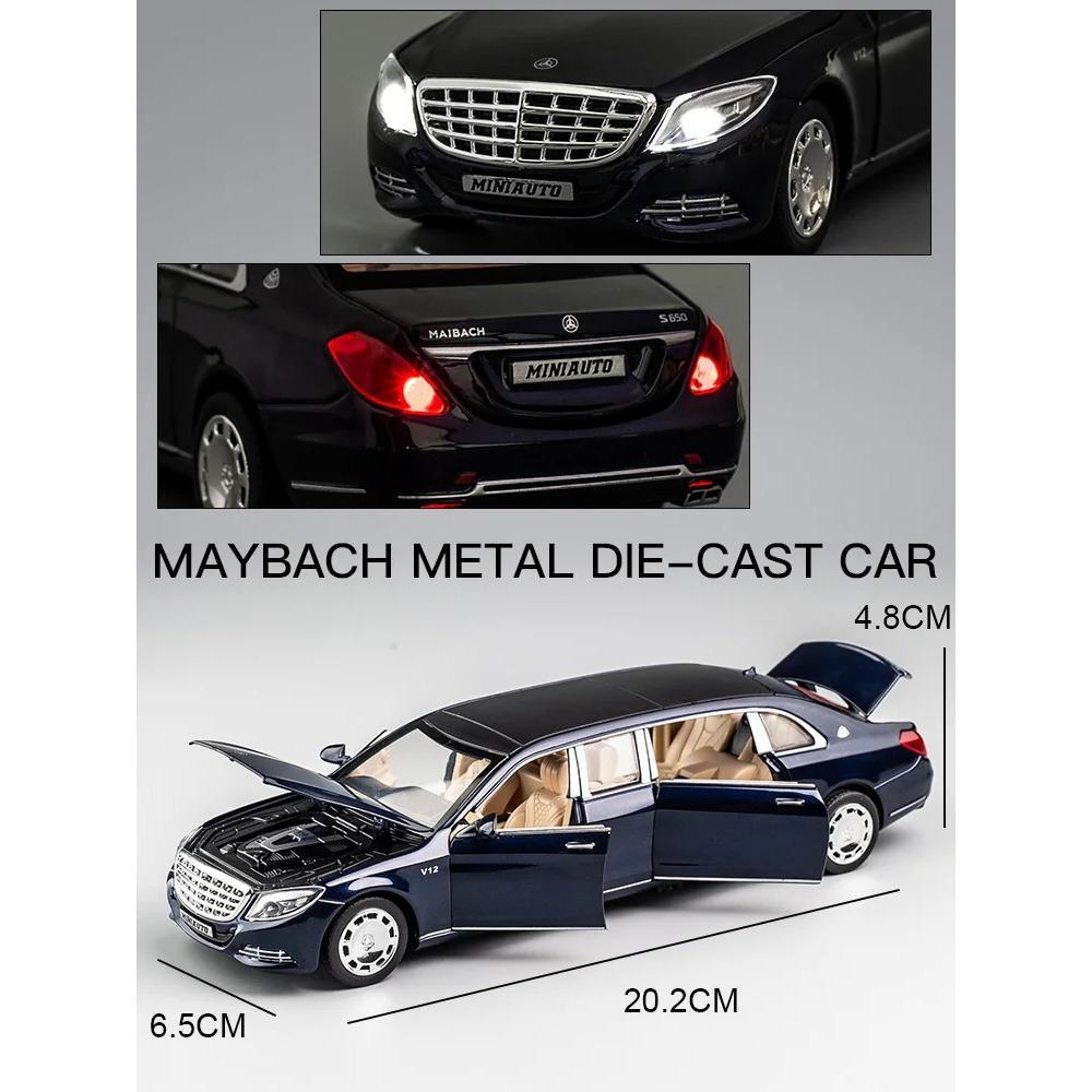 1/24 Maybach AMG S600 Spielzeugauto Modell, Diecast Legierung Metall Miniatur Rückzug Sound & Licht Sammlung Freilauf Geschenk für Jungen