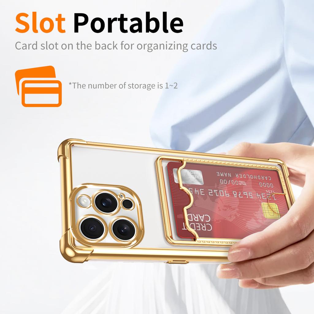 Miękkie przezroczyste etui z miejscem na karty do iPhone 17 16 15 14 13 12 mini 11 Pro X XR Xs Max 7 8 Plus 16e Odporne na wstrząsy etui