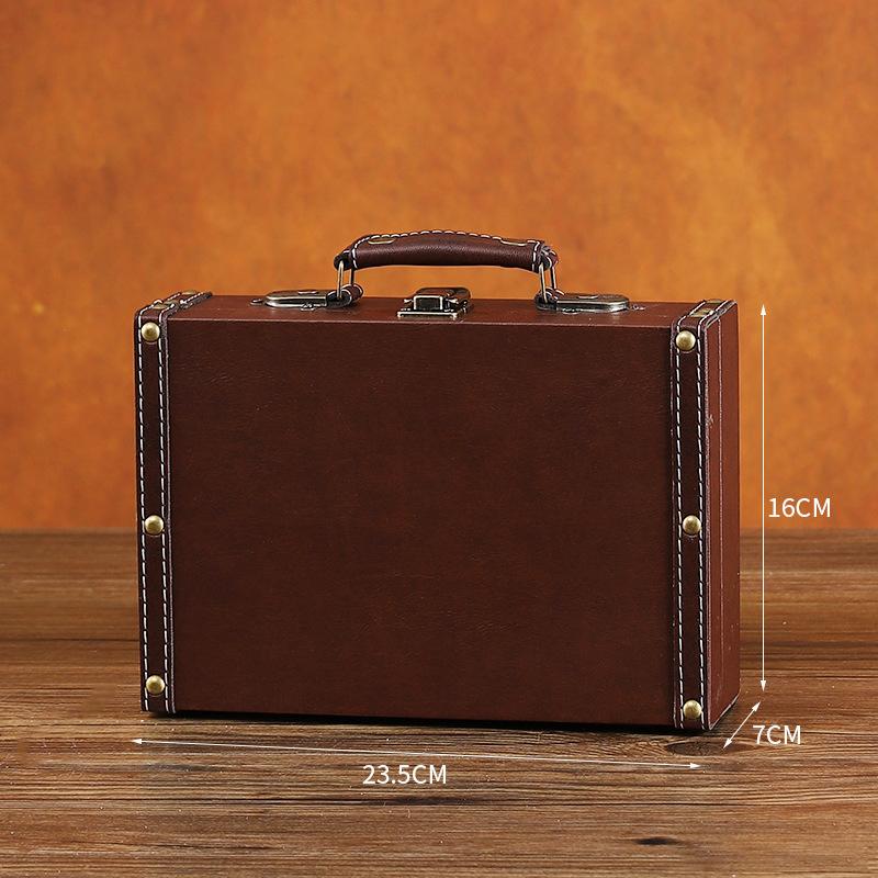 

European Style Luxury Retro Wooden Treasure Handheld Box Storage Case Jewelry Suitcase Clothing Store Display Shooting Props