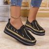 Round Toe Women's Slip-on Loafers Fashion Crystal Glitter Anti-slip Casual Shoes for Women Thick Bottom Flat Shoes Spring Summer