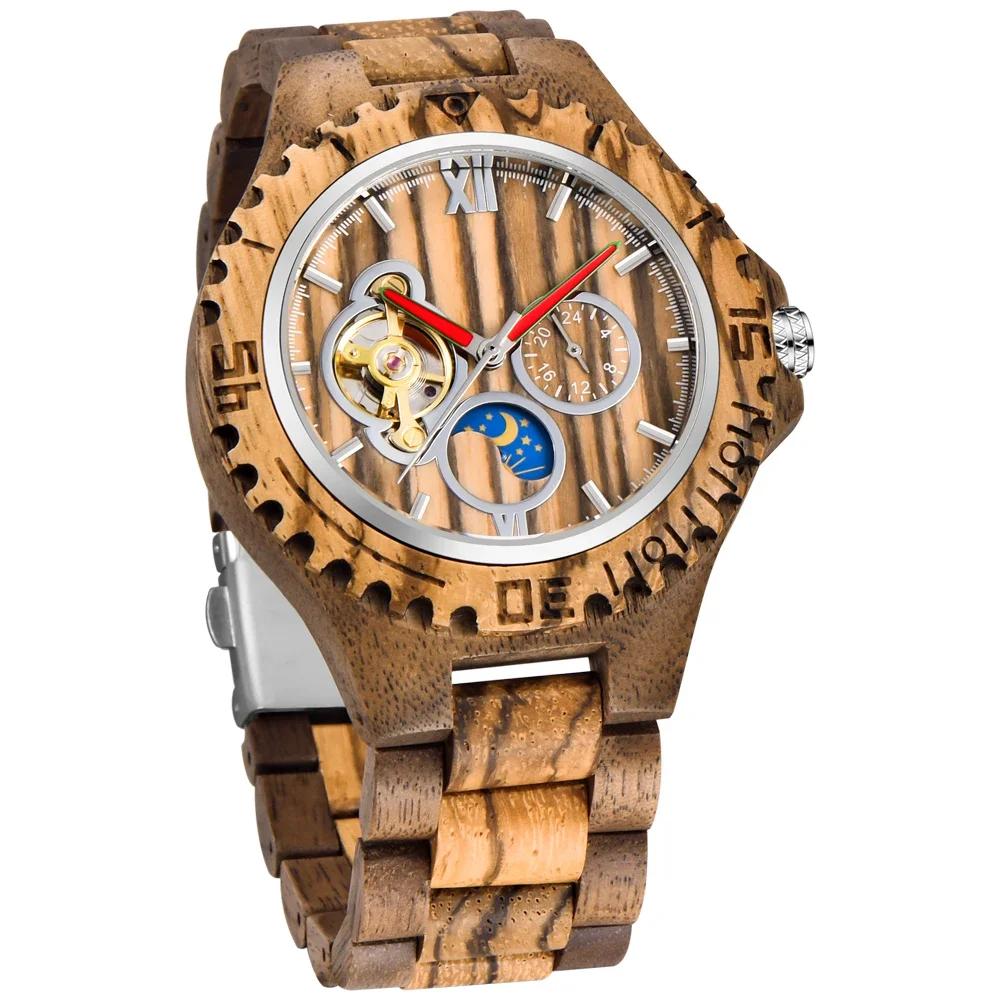 

Wooden Men Watch Full Wooden Bracelet Wristwatch Folding Clasp Watchband Stylish Mechanical Male Watches Reloj De Madera