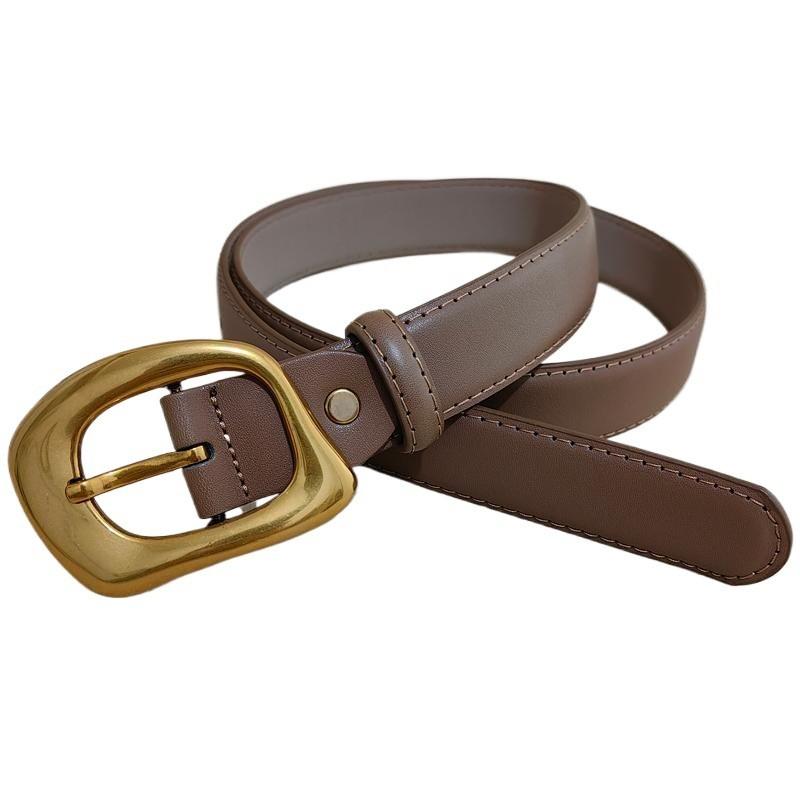 Black Leather Simple Womens Belt With Alloy Pin Buckle For Casual Wear Use Daily