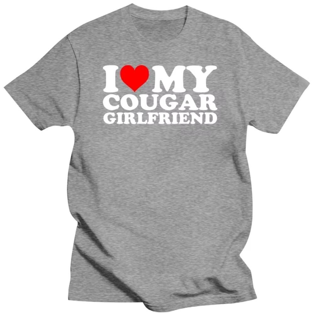 Tricouri amuzante I Love My Cougar Girlfriend Stil de vară Grafic Bumbac Streetwear I Heart My Cougar Girlfriend Cadouri pentru GF Tricou