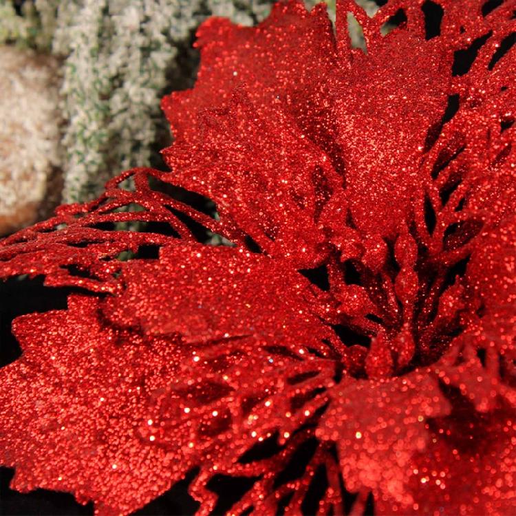 Artificial Glitter Christmas Flower Set of 6 Decorative Wreaths Wedding Party