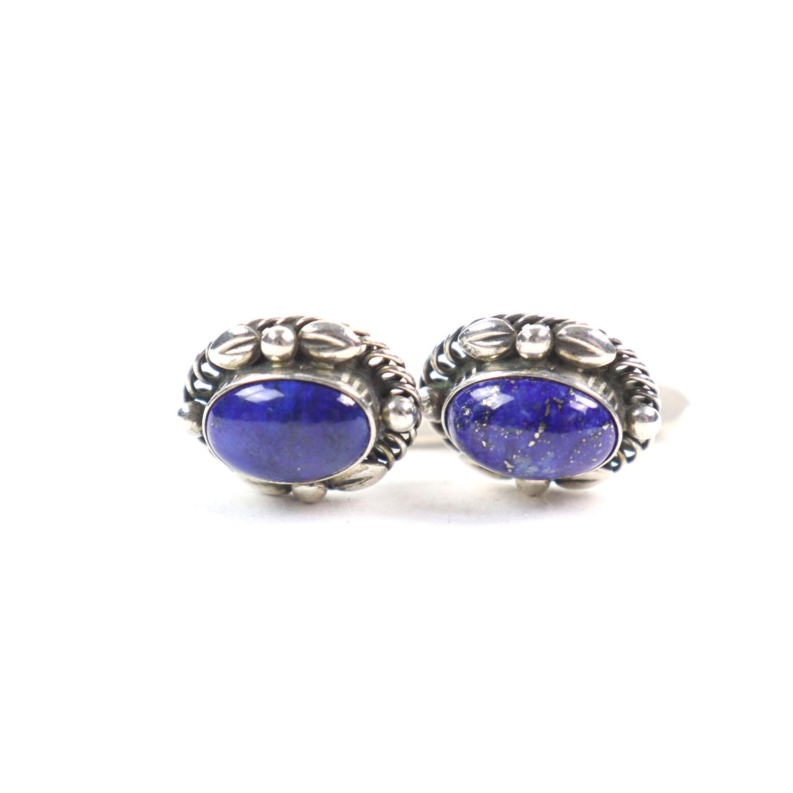 Very Good Georg Jensen Cufflinks cufflinks Silver blue 925 lapis lazuli men Used