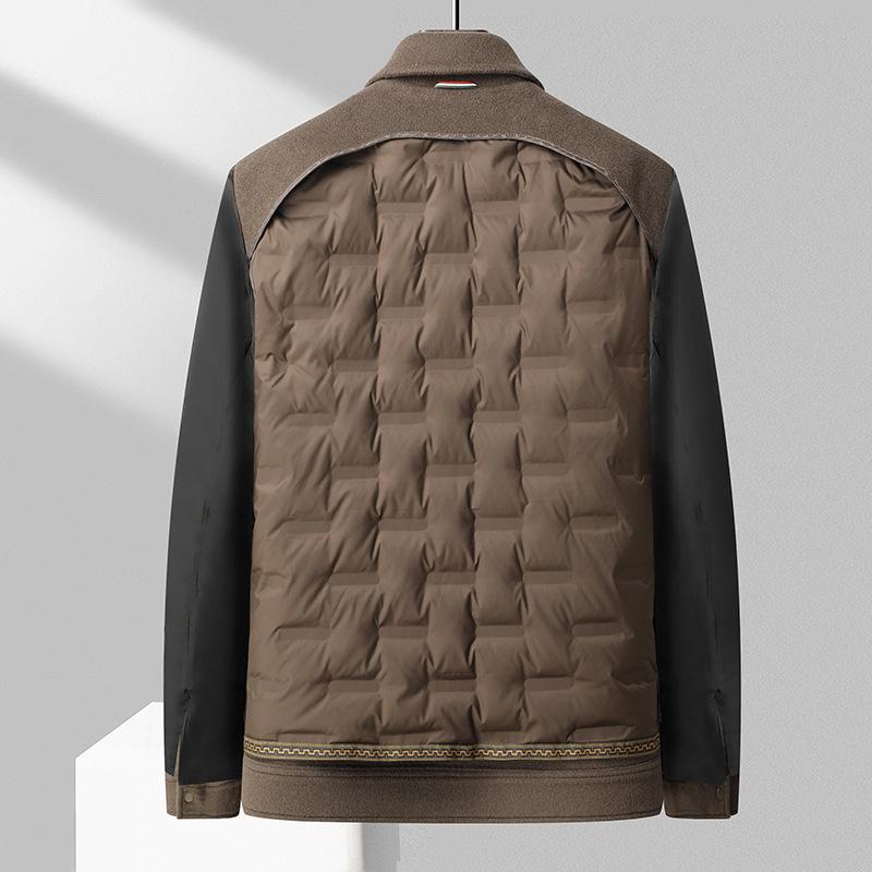 Solid Color Simple Goose Down Removable Liner Double-sided Wool Jacket Men's Autumn and Winter New Double-sided Wool Jacket