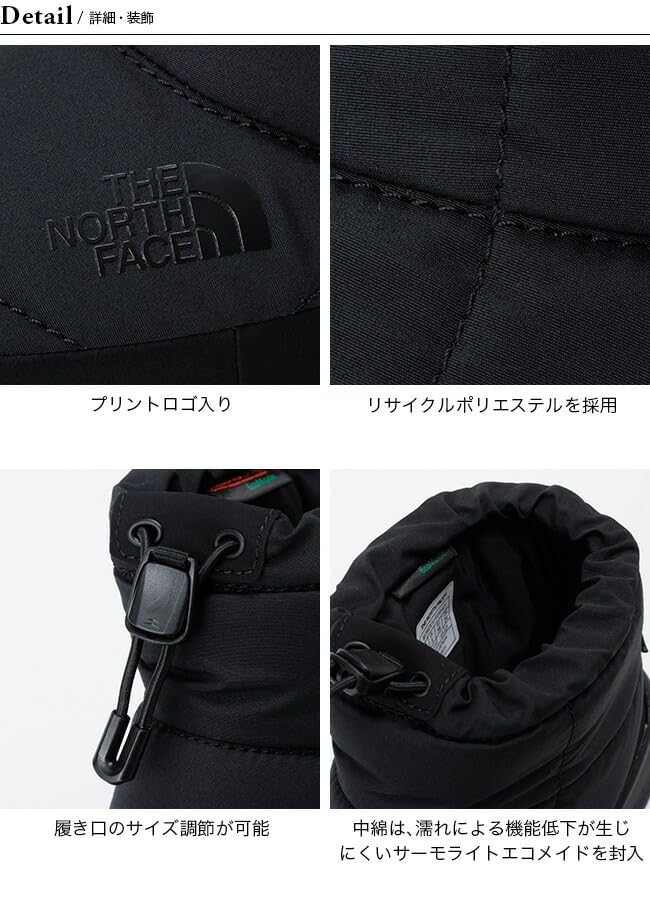 The North Face W Nuptse Bootie WP VIII Beaver Size 9 Short, Black/TNF Black,