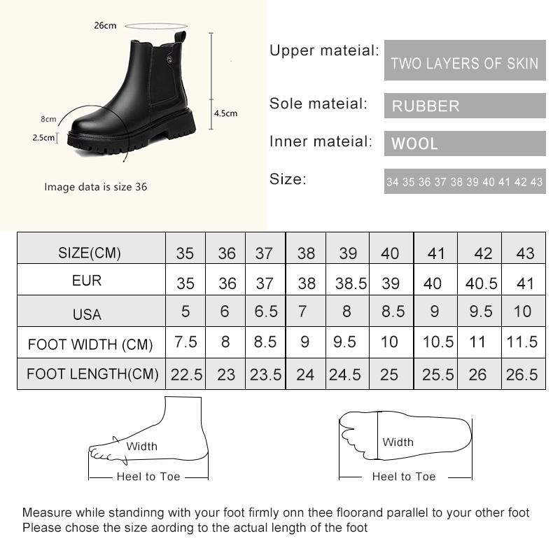 Fashion Women Chelsea Boots 2025 New Genuine Leather Winter Shoes Boots Women Casual Platform Large Size Natural Wool Female Rider Boots