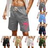 Herrtryck Bomull Linne Casual Shorts Herr Mode Badshorts