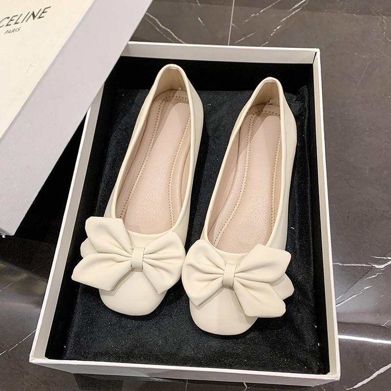 

Весна и лето новая обувь Doudou с бантом, нежная ветреная вечерняя обувь, повседневная обувь на мягкой подошве, женские туфли-лодочки 40