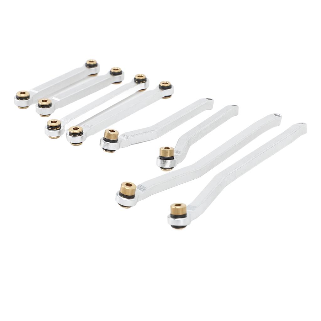 8PCS RC Wheelbase Link Rod Copper Aluminum Alloy RC Chassis Linkage Pull Rod for HOBBYPLUS 1 18 4WD CP18P RC Cars Silver