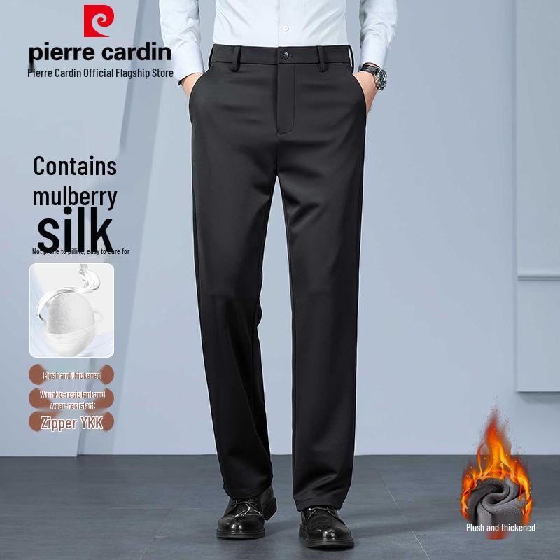 Pierre Cardin Men's Silk Blend Fleece Lined Straight-Leg Trousers