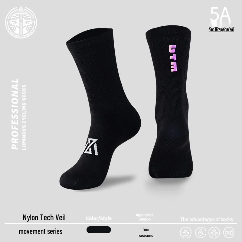 Men's and Women's Anti-Odor Reflective Cycling and Running Mid-Calf Socks